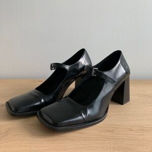 Black Patent High Heeled Mary Janes
